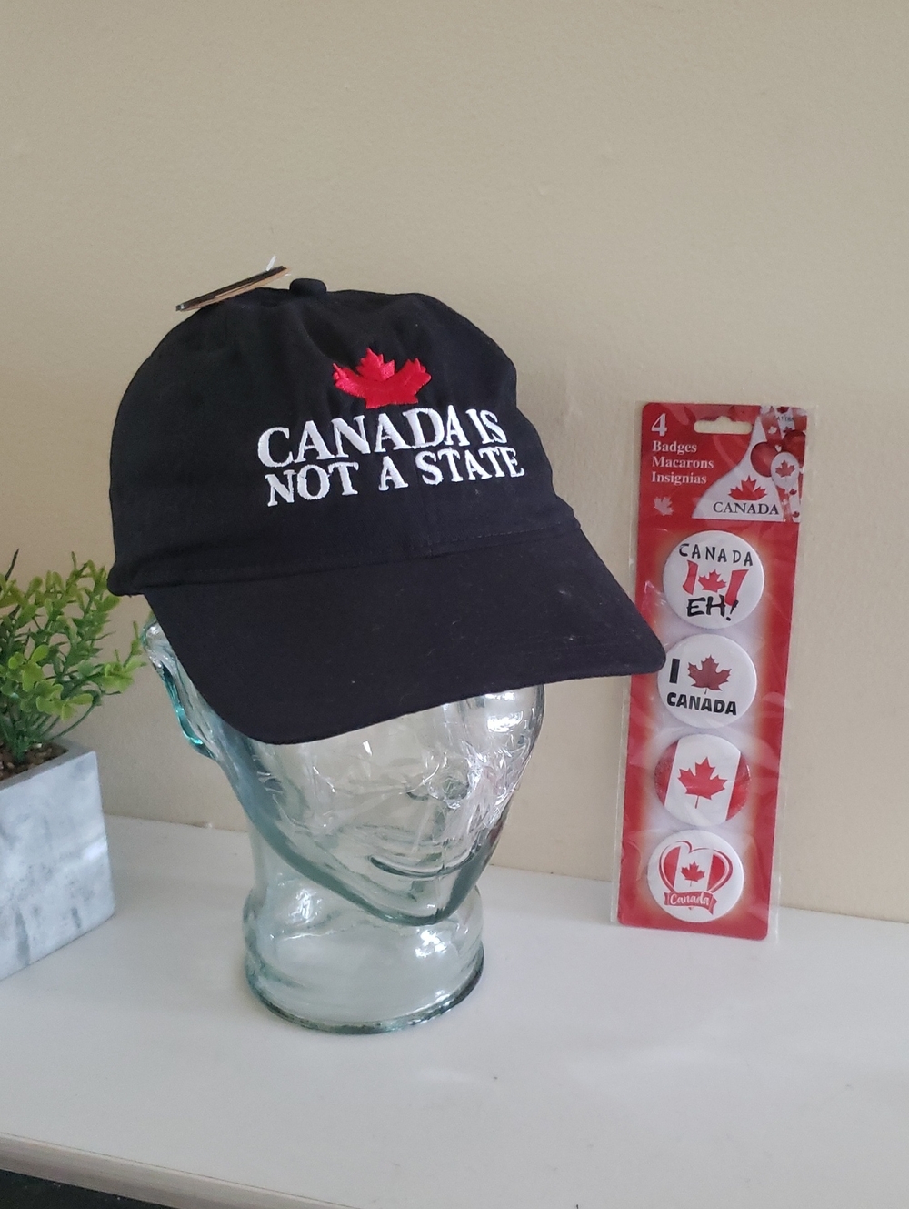 CANADA IS NOT A STATE Ballcap O/S  NWT & Canada Badges NIP BUNDLE